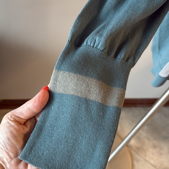 Vera wang NEW teal green gray partial sheer cardigan netting mesh / button up XL - Picture 4 of 14